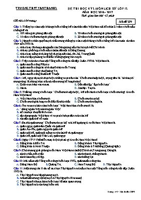 Đề thi học kỳ II môn Lịch sử 12 - Mã đề 209 - Năm học 2016-2017 - Trường THPT Yên Thành 2